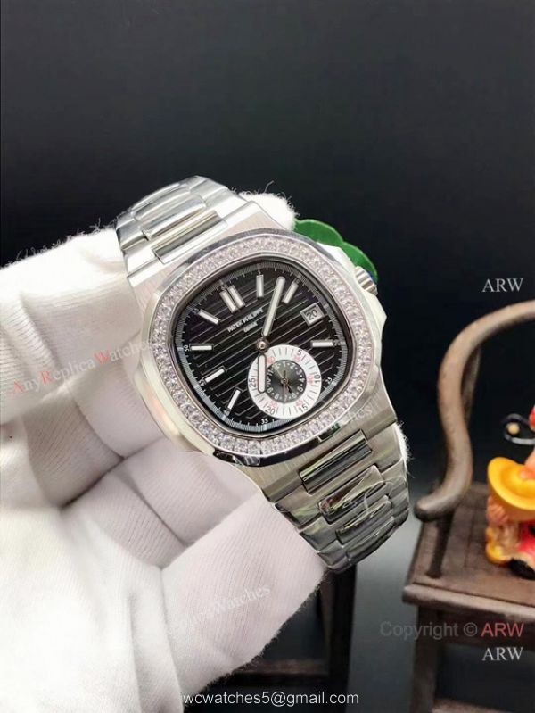 Patek Philippe Nautilus Replica Watch Stainless Steel Diamond Bezel 3