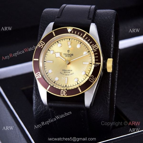 Clone Tudor Heritage Black Bay Watches Two Tone Leather Strap 3