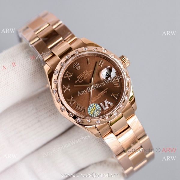 Swiss AAA Replica Rolex Datejust 31mm Watch Rose Gold Oyster Band 3