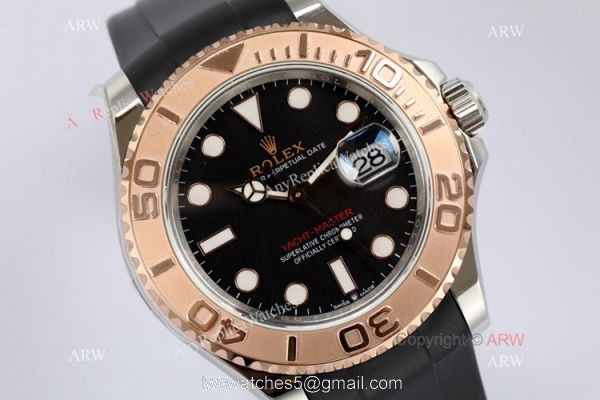 EW Factory 1-1 Replica Rolex Yacht-Master Watch Swiss 3235 Black Rubber Strap 3