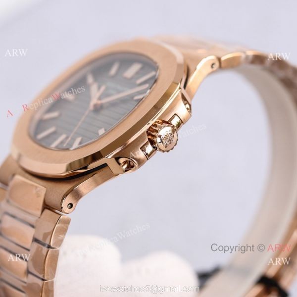 Swiss Copy Patek Philippe Nautilus PPF Factory Cal324 Watch Gray Gradient Dial Rose Gold 3