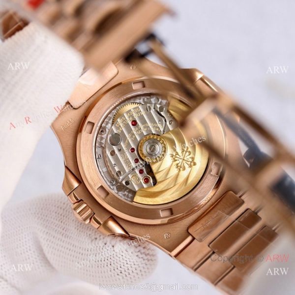 Swiss Grade Patek Philippe Nautilus PPF Cal.324 Rose Gold Brown Dial Watch 40mm 3