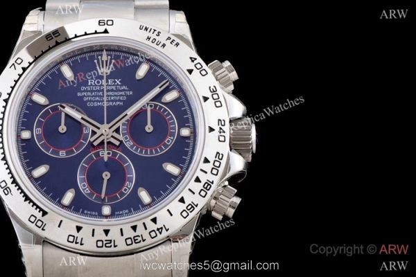Best 1:1 Swiss Rolex Daytona JH Factory 4130 Chronograph Watch Stainless Steel Blue Dial 3
