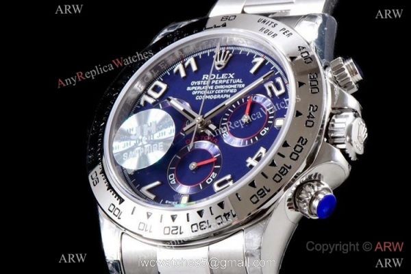 Best 1:1 Swiss Replica Rolex Daytona JH 4130 Chronograph Watch Blue Arabic Dial 3
