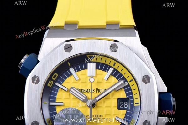 JF Factory V8 1:1 Best Audemars Piguet Divers Watch Yellow Dial 3120 Movement 3