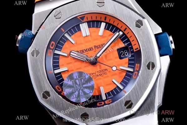 JF Factory V8 1:1 Best Audemars Piguet Divers Watch Orange Rubber Strap 3
