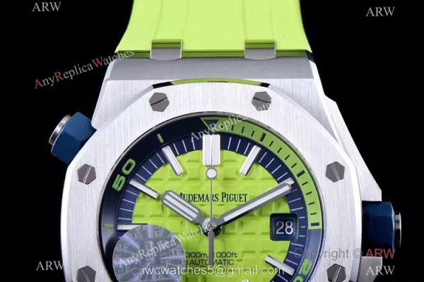 JF Factory V8 1:1 Best Audemars Piguet Divers Watch Green Rubber Strap 3