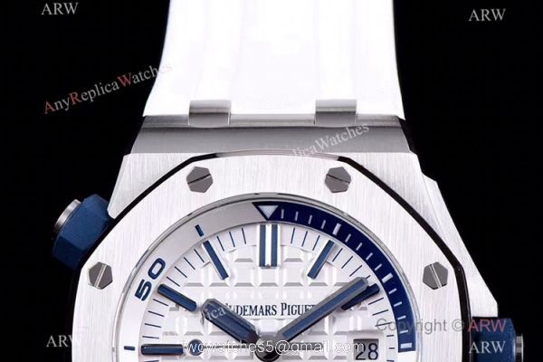 JF Factory V8 1:1 Best Audemars Piguet Divers Men Watch White Dial 3