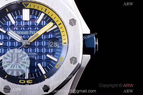 JF Factory V8 1:1 Best Audemars Piguet Divers Copy Watch Blue Dial 3