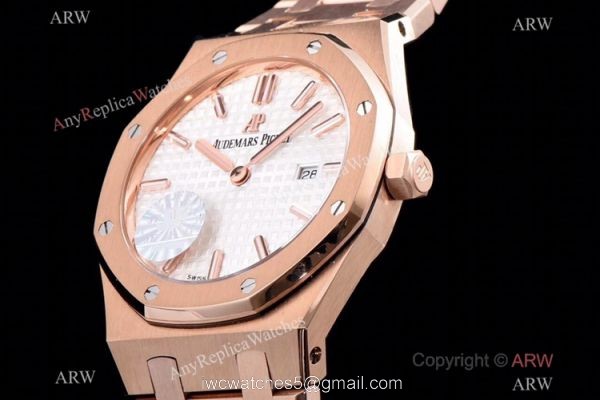 JF Audemars Piguet Lady Royal Oak Copy Watch Rose Gold White Dial 33mm 3
