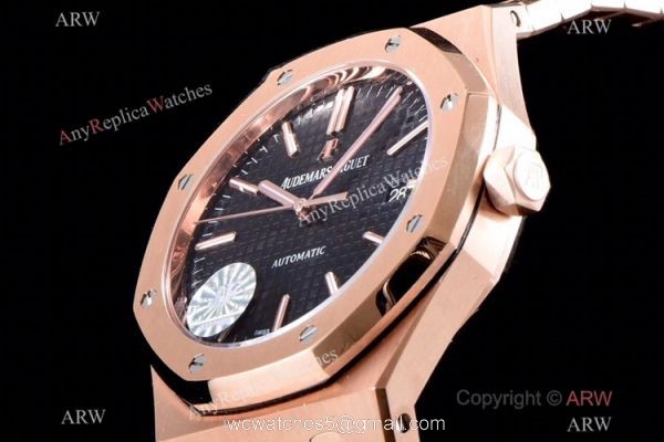 Grade 1A Copy Audemars Piguet Royal Oak JF v5 Cal.3120 Rose Gold Black Dial Watch 41mm 3