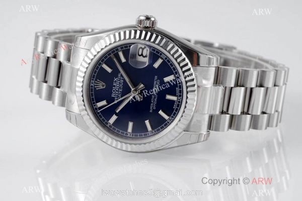 Swiss Clone Rolex Datejust Presidential 31mm Watch SS Blue Dial 3