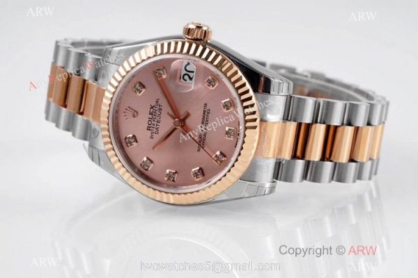 Swiss Clone Rolex Presidential Datejust 31mm Watch Champagne Dial with Diamond 3