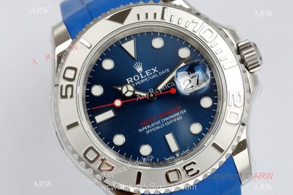EW Factory Rolex Yacht Master 40mm Swiss 3235 904L Blue Rubber Watch AAA Replica 3