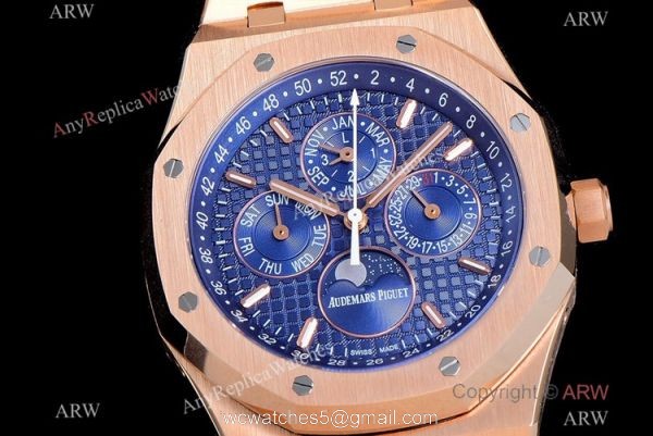 BF Factory Swiss Audemars Piguet Royal Oak Perpetual Calendar Watch Rose Gold Blue Cal.5134 Movement 3
