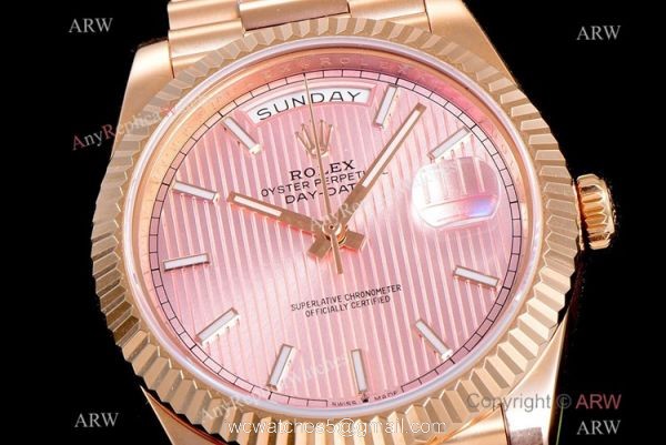 (GM) Copy Rolex Day-Date GM Factory 2836 Watch Bright Pink Dial 40mm 3