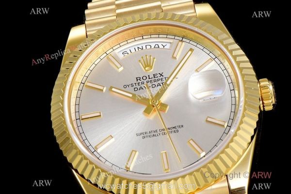 (GM Factory) Swiss Rolex Day-Date I Gold Silver Replica Watch 40mm 3
