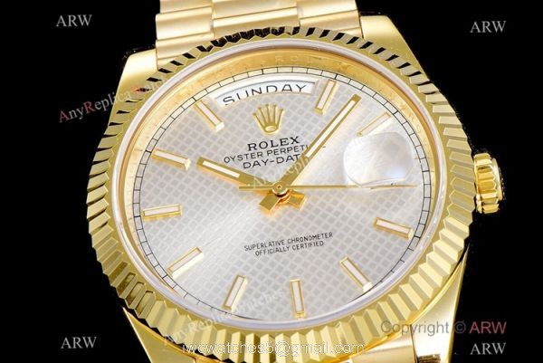 (GM Factory) Rolex Day-Date 40 Swiss 2836-2 Copy Watch Silver Grid dial 3