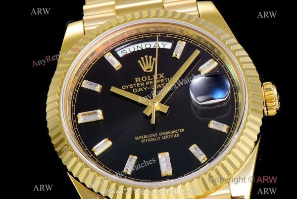 (GM Factory) Swiss Grade Rolex Day-Date 40mm Watch Gold Case Diamond Markers 3