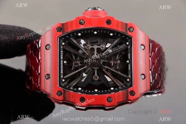 KV Factory 1:1 Richard Mille Tourbillon RM12-01 Red Quartz fiber Case Watch 3