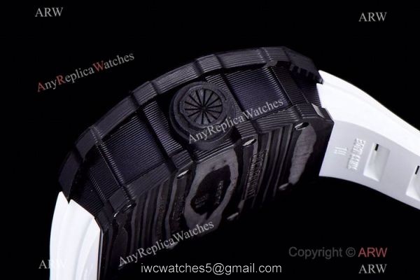 KV Factory Richard Mille RM 12-01 Tourbillon Limited Edition Watch NTPT Carbon White Rubber Strap 3