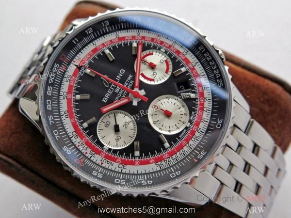 Swiss Grade 1A Breitling Navitimer Swiss Air 7750 Copy Watch BlackRed Dial 3