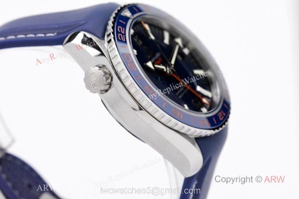 Swiss Copy Omega Seamaster Planet Ocean 600m Co-Axial GMT VSF 8605 Watch Blue Rubber Strap 3