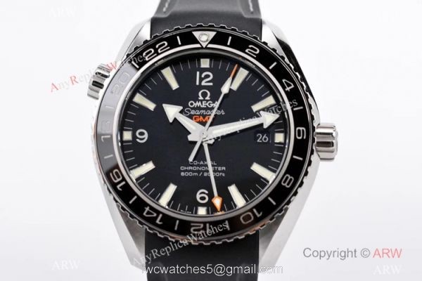 Swiss Grade Copy Omega Seamaster 600m Co-Axial GMT VS Factory 8605 Watch Black Rubber Band 3