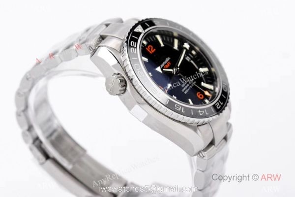Swiss Copy Omega Seamaster Planet Ocean 600m GMT Watch VSF 8605 Stainless Steel Black Ceramic Bezel 3