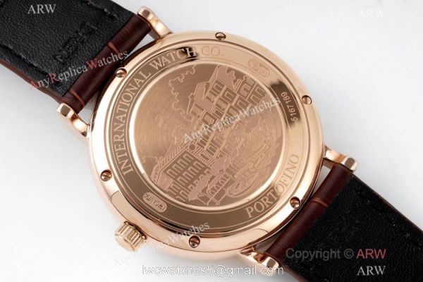 AI Factory IWC Portofino Hand Wound 8 Days Moon Phase Watch Rose Gold Gray Dial 3