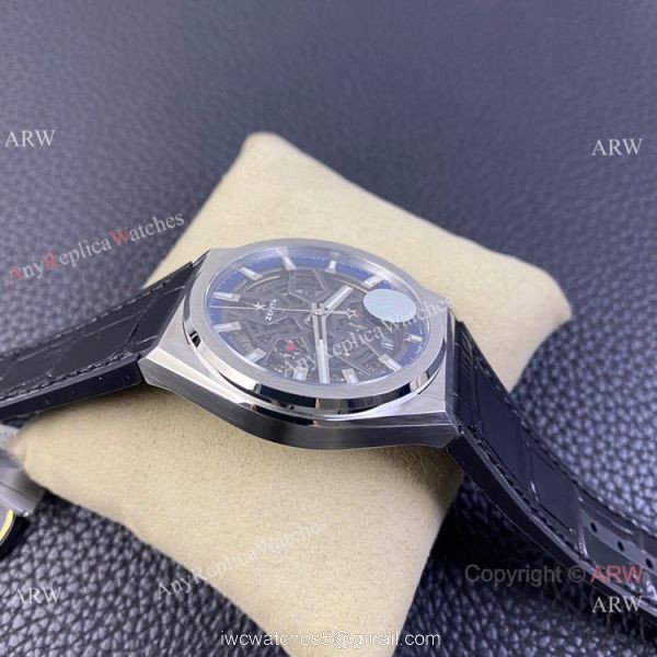 LF Factory Zenith Defy classic Skeleton Dial Watch Black Gummy Strap 3