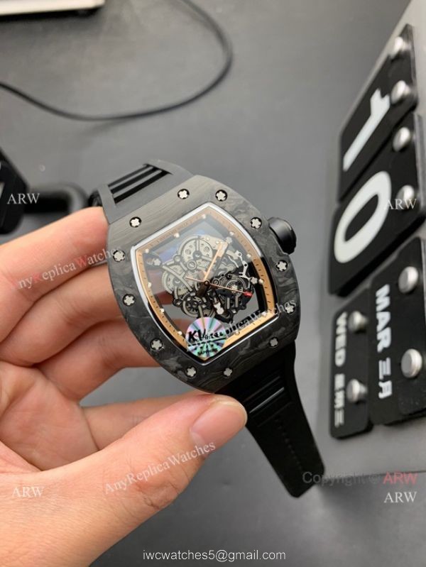 KV Factory Richard Mille RM-055 Bubba Watson Watch Carbon Fiber Skeleton Dial 3