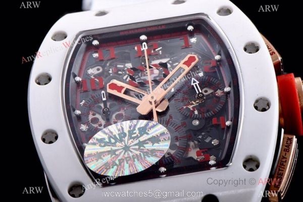 KV Factory Richard Mille RM 011 White Demon Flyback Chronograph Watch Ceramic Case 3