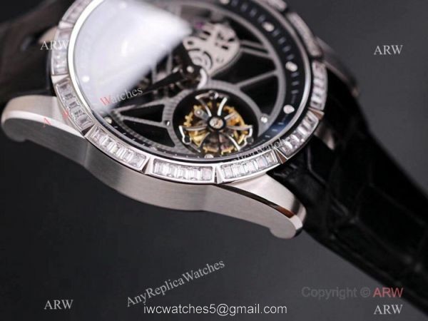 Super Clone Roger Dubuis Excalibur Skeleton Swiss Tourbillon JBF V3 Version Watch with Diamonds 3