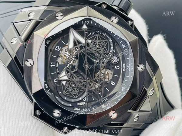 HB Factory New Hublot Big Bang Sang Bleu All Black Replica Watches 45mm 3