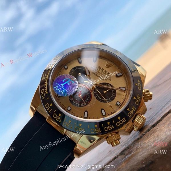 Knockoff Rolex Daytona Watch 43mm Yellow Gold Oysterflex Strap 3