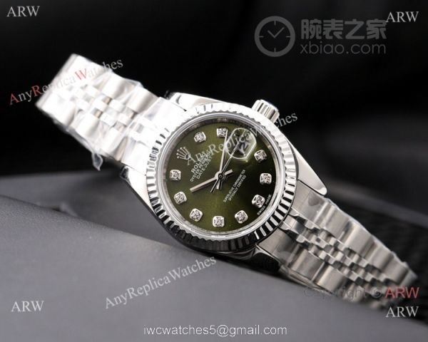 AAA Copy Rolex Datejust 26mm-Lady Watches Stainless Steel Green Dial 3