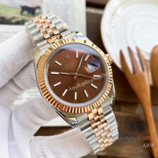Best Replica Rolex DateJust Men Watches Two Tone Rose Gold White Face 40mm 3