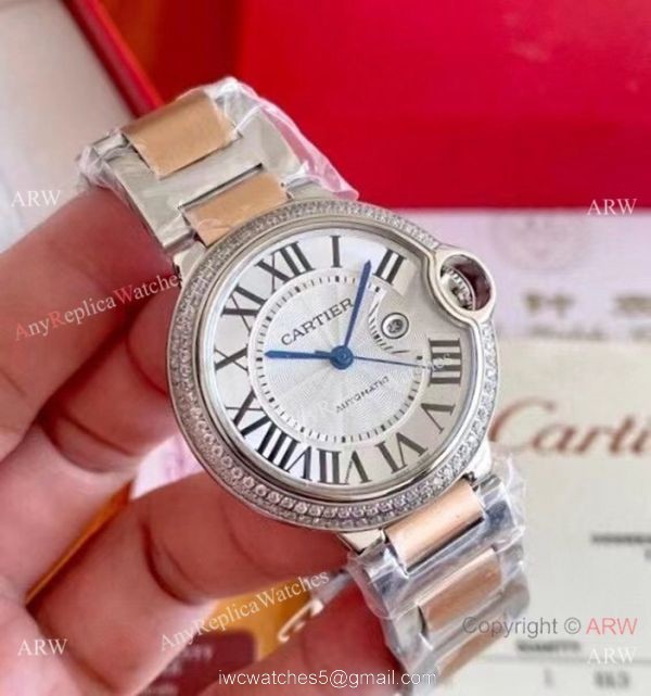 Clone Cartier Ballon Bleu Automatic Movement Watch 2-Tone Rose Gold Diamond 3