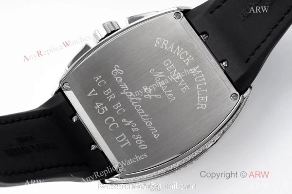 Swiss Grade 1 Replica Franck Muller Vanguard Yachting V45 Seagull 7750 Watch Diamond Case Black Dial 3