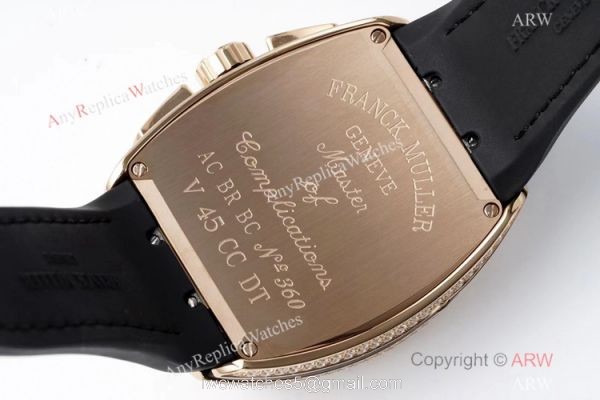 Swiss Grade One Copy Franck Muller Vanguard Yachting V45 Seagull 7750 Watch Rose Gold Diamond Case 3