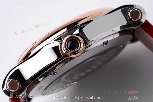 AF Factory 1:1 Replica Chopard Happy Sport 36mm Watch Rose Gold Bezel Red Leather Strap 3