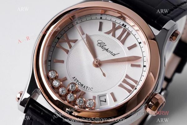 AF Factory 1:1 Replica Chopard Happy Sport Watch Rose Gold Bezel 36mm Size 3