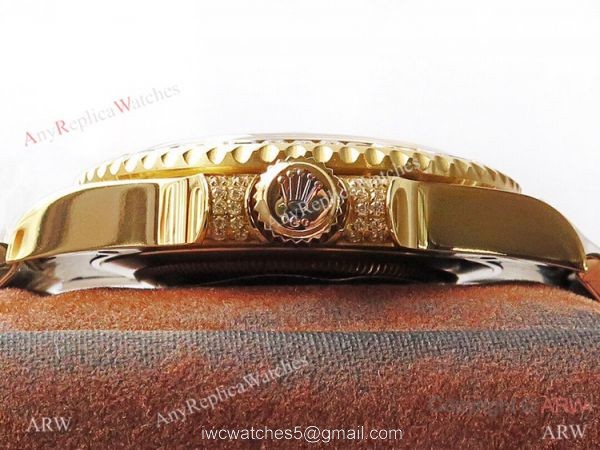 (ROF) AAA Swiss Rolex GMT-Master II Yellow Gold Rainbow Bezel Custom Luxury Watch 3