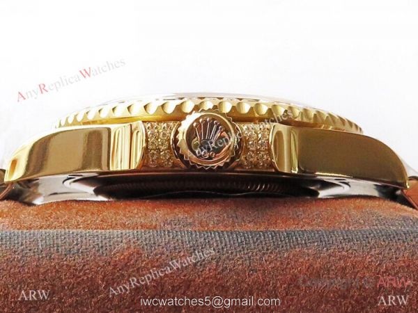 (ROF) Swiss Copy Rolex GMT-Master II Custom Luxury Watch Bright Green Dial Center Diamond Band 3