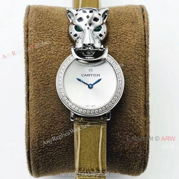 New! Copy Cartier Panthere De Silver Diamond Watches Swiss Quartz movement 3