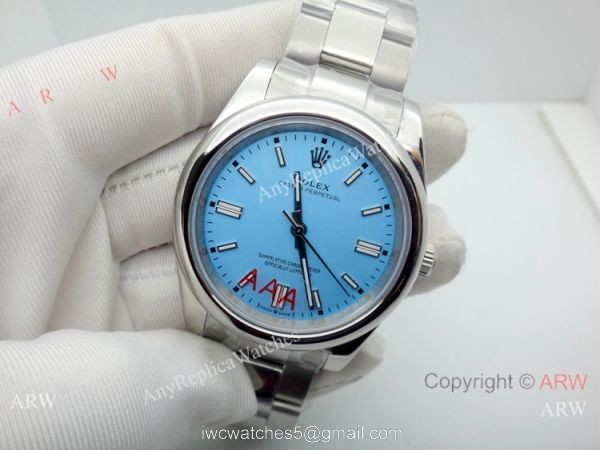New Rolex Oyster Perpetual 36mm Watch Stainless Steel Turquoise Blue Dial 3