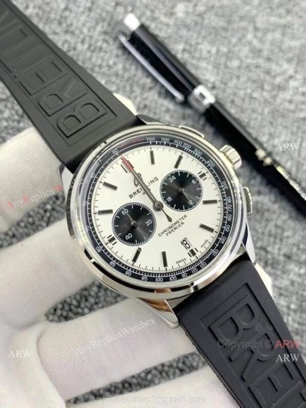 Breitling Premier B01 Chronograph Copy Watches Blue Rubber Strap 3