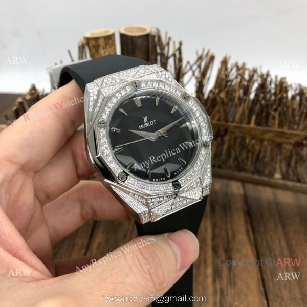 Swiss Quality Copy Hublot Big Bang Sang Bleu SS Diamond Watches Citizen Automatic 3