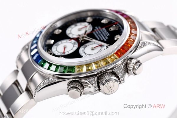 BL Factory Replica Rolex Daytona Rainbow Stainless Steel Watch Cal.4130 40mm 3